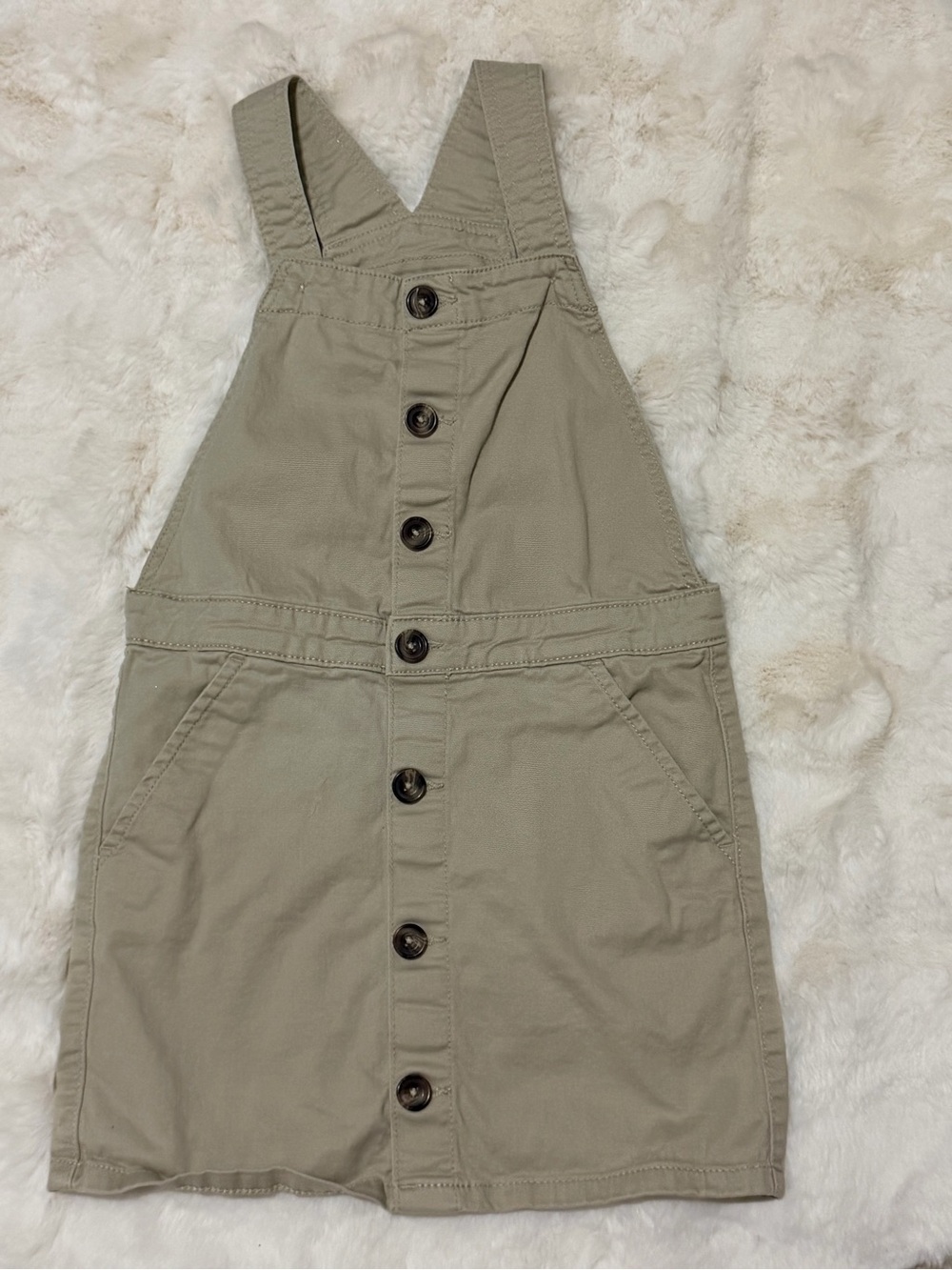Place Khaki Button-Front Overall Dress